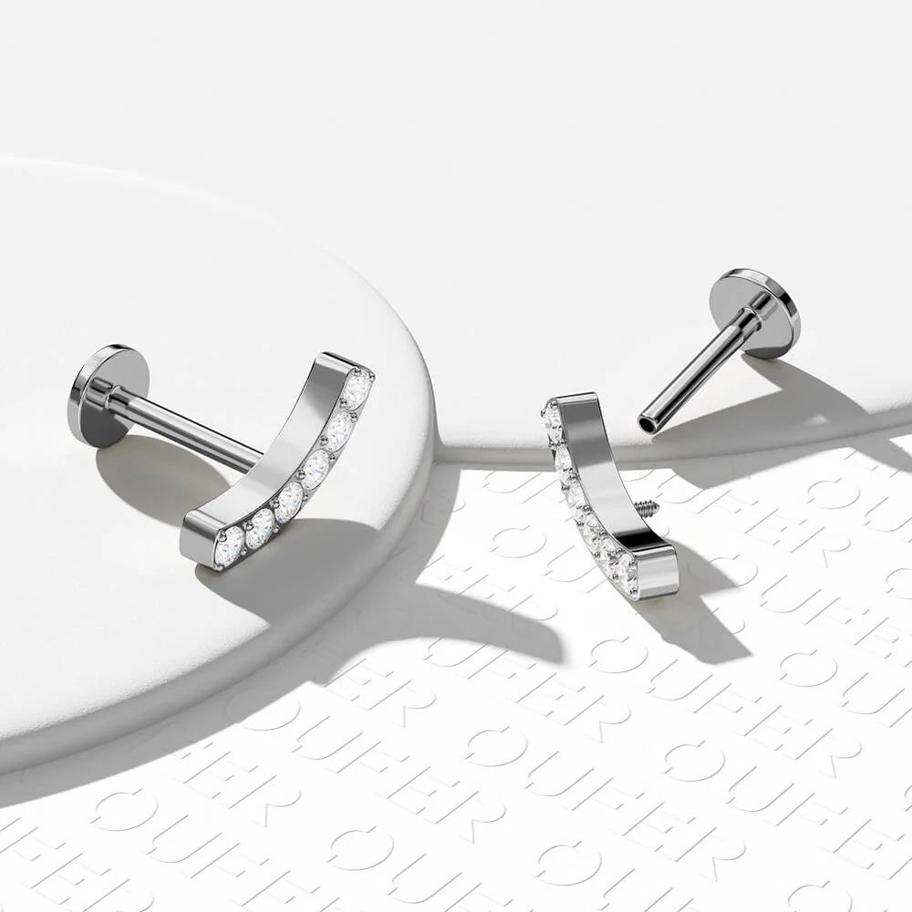 CZ Arc Flatback Stud